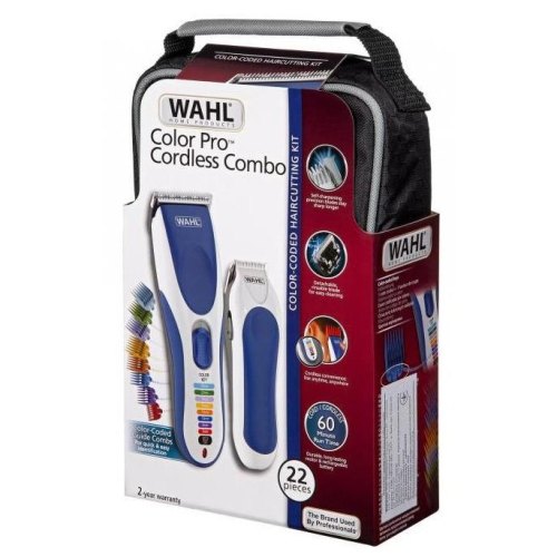Набір для стрижки WAHL Color Pro Cordless, мережа+акум., триммер,гребінець,ножиці, сталь, синій