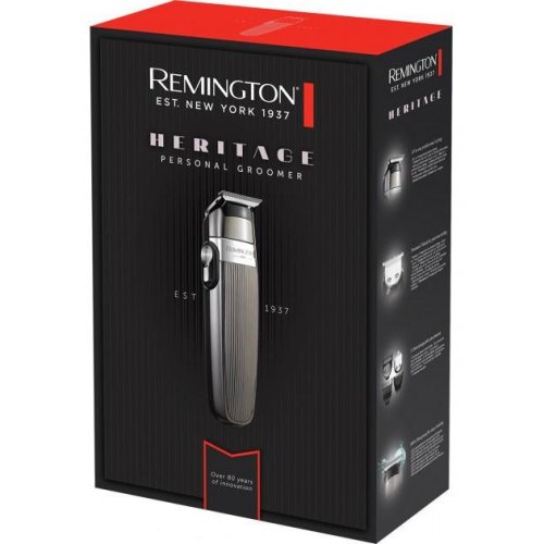 Набір для стрижки Remington Heritage ALL-in-One, для голови, вусів, бороди і тіла, мережа+акум., роторний мотор, насадок-4, сірий