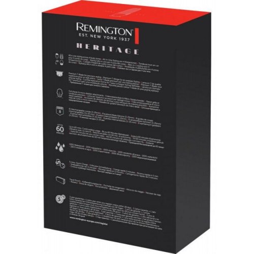 Набір для стрижки Remington Heritage ALL-in-One, для голови, вусів, бороди і тіла, мережа+акум., роторний мотор, насадок-4, сірий