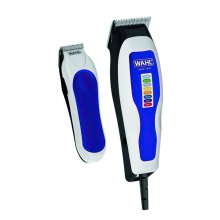 Машинка для стрижки WAHL ColorPro Combo, від мережі, вібраційний мотор, насадок-8, кейс, міні триммер у компл., сталь, біло-синій