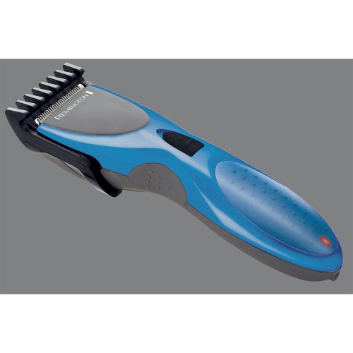 Машинка для стрижки Remington Titianium, мережа+акум., насадок-2, кейс,ножиці, гребінець в компл, титан.напил., синій