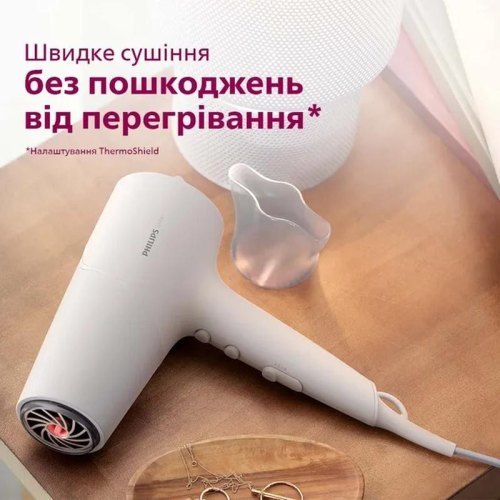 Фен Philips 5000 Series, 2100Вт, 3 режими, іонізація, хол. обдув, білий
