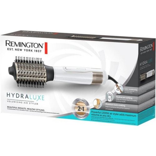 Фен-щітка Remington HydraLuxe, 1200Вт, 3 режими, іонізація, хол. обдув, кераміка, білий
