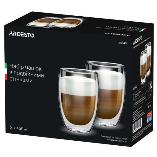 Набір чашок Ardesto з подвійними стінками 400 мл (AR2640G)