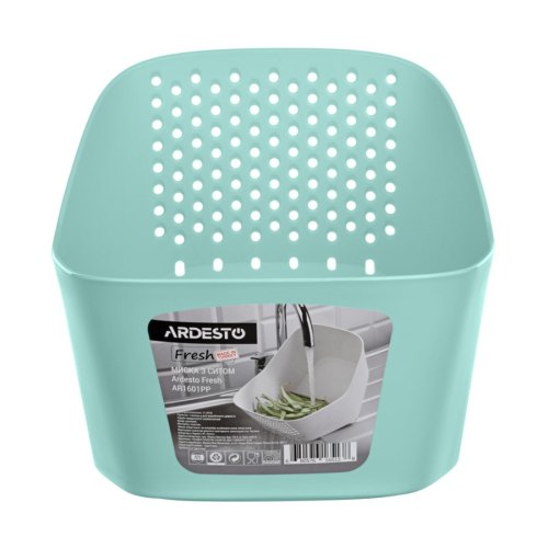 Миска з ситом Ardesto Fresh блакитний тіфані (AR1601TP)