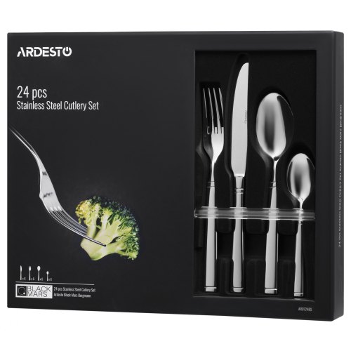 Набір столових приборів Ardesto Black Mars Bordeaux 24 пр (AR0724BS)