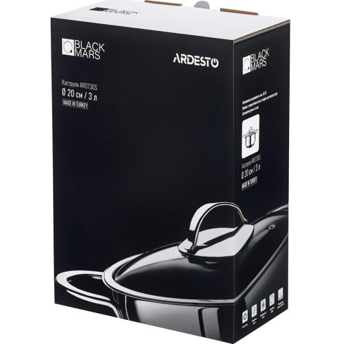 Каструля Ardesto Black Mars скляна кришка 3 л (AR0730S)