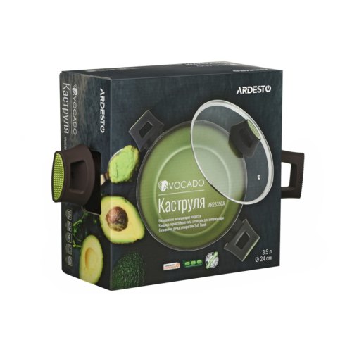 Каструля Ardesto Avocado скляна кришка 3.5л (AR2535CA)