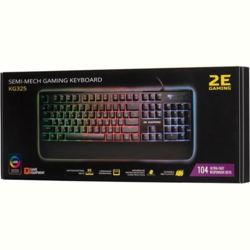 Клавіатура дротова, 2E GAMING KG325 LED USB Black UKR