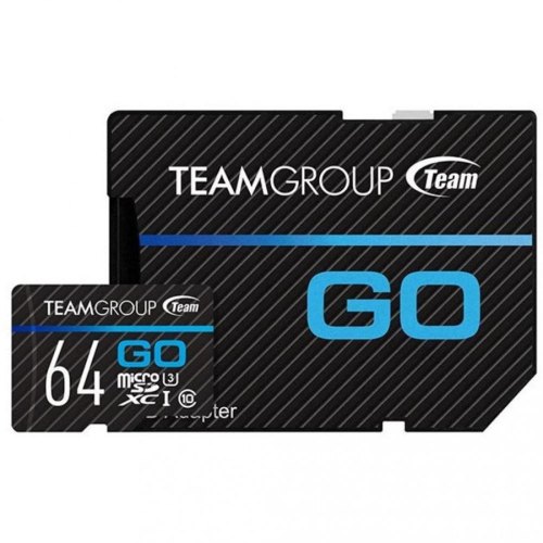 TEAM 64 GB microSDXC UHS-I U3 V30 GO + SD Adapter TGUSDX64GU303