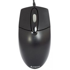 Мишка дротова, A4Tech (OP-720 PS/2 black), стандартна, оптична 800dpi, 2кн+1кол, сріблястий*