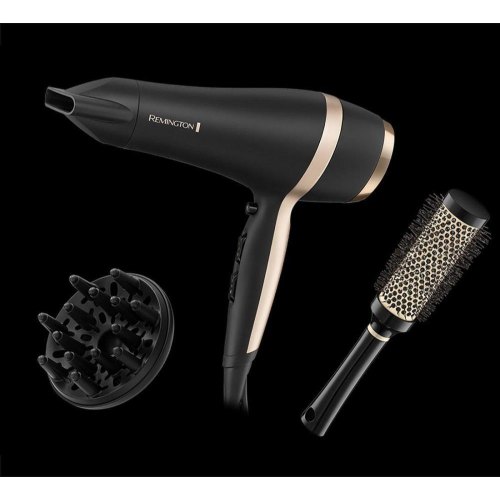 Фен Remington Salon Smooth, 2100Вт, 3 режими, дифузор,гребінець, кейс, іоніз-я, хол. обдув, , чорний