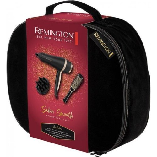 Фен Remington Salon Smooth, 2100Вт, 3 режими, дифузор,гребінець, кейс, іоніз-я, хол. обдув, , чорний