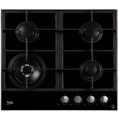 Варильна поверхня Beko газова на склі, 60см, чавун, чорний