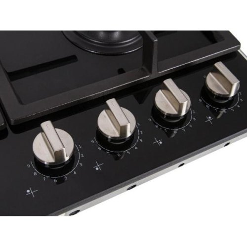 Варильна поверхня Beko газова на склі, 60см, чавун, чорний