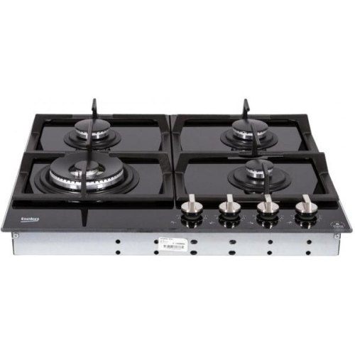 Варильна поверхня Beko газова на склі, 60см, чавун, чорний