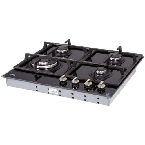 Варильна поверхня Beko газова на склі, 60см, чавун, чорний