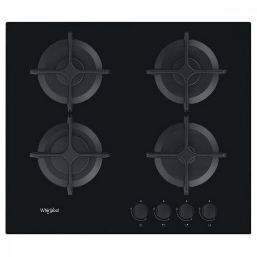 Варильна поверхня Whirlpool газова на склі, 60см, чавун, чорний