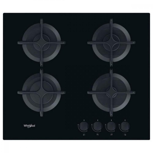 Варильна поверхня Whirlpool газова на склі, 60см, чавун, чорний