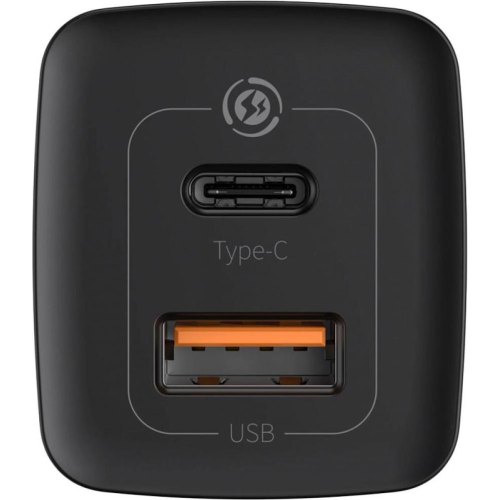 МЗП Baseus GaN2 Lite Quick Charger 65W (1 Type-C + 1 USB) Black
