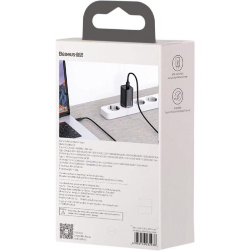 МЗП Baseus GaN2 Lite Quick Charger 65W (1 Type-C + 1 USB) Black