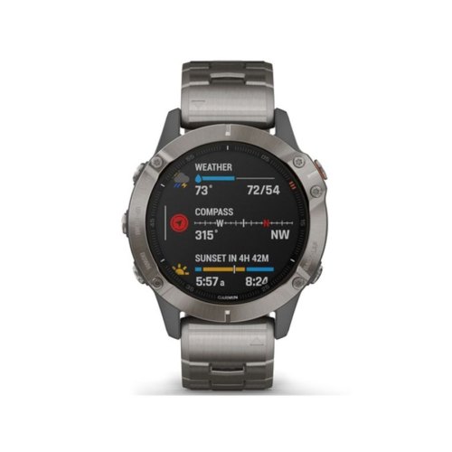 Смарт годинник Garmin Fenix 6 Sapphire, Titanium Gray with Ti Band (010-02158-23)