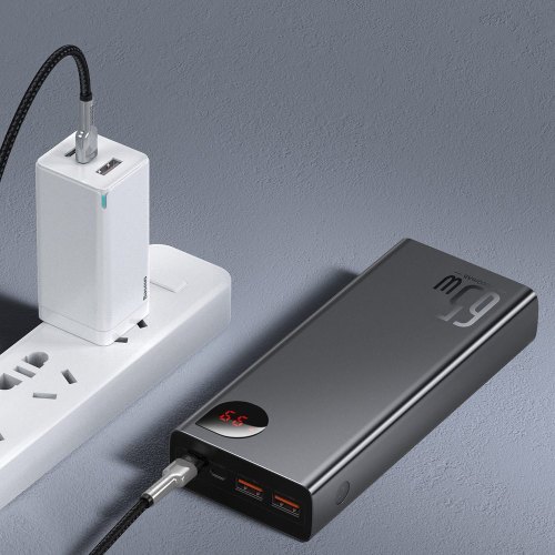 Зовнішній акумулятор Powerbank Baseus Adaman Metal 20000mAh, PD 65W, USB-C, 2xUSB QC 3.0, Black