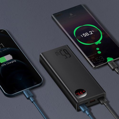 Зовнішній акумулятор Powerbank Baseus Adaman Metal 20000mAh, PD 65W, USB-C, 2xUSB QC 3.0, Black