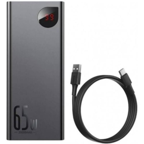 Зовнішній акумулятор Powerbank Baseus Adaman Metal 20000mAh, PD 65W, USB-C, 2xUSB QC 3.0, Black