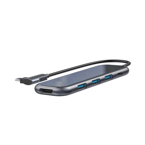 USB-хаб Baseus USB3.1 Type-C --> HDMI/USB3.0x3/PD, Grey