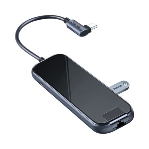 USB-хаб Baseus USB3.1 Type-C --> HDMI/USB3.0x3//RJ45/PD, Grey