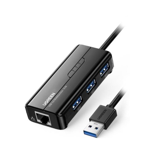 Хаб USB 3.1 Type-C -> 3хUSB 3.0 + RJ45 1000M Ethernet  чорний UGREEN