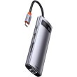 USB-хаб Baseus 8in1 USB3.1 Type-C -->Type C(PD)100W/HDMI 4K 30Hz/3*USB3.2/RJ45/SD+TF, Grey