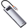 USB-хаб Baseus 8in1 USB3.1 Type-C -->Type C(PD)100W/HDMI 4K 30Hz/3*USB3.2/RJ45/SD+TF, Grey