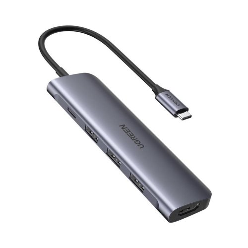 Док-станція USB3.0 Type-C --> USB 3.0x3/HDMI/PD Ugreen CM136 Сіра