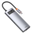 Док-станція USB3.1 Type-C -->USB Type C PD 100W/HDMI 4K 30Hz/3*USB3.2 Gen1/RJ45,  6in1 Grey Baseus