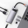 Док-станція USB3.1 Type-C -->USB Type C PD 100W/HDMI 4K 30Hz/3*USB3.2 Gen1/RJ45,  6in1 Grey Baseus