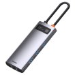 Док-станція USB3.1 Type-C -->USB Type C PD 100W/HDMI 4K 30Hz/3*USB3.2 Gen1/RJ45,  6in1 Grey Baseus