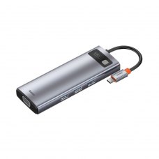 USB-хаб Baseus 9in1 USB3.1 Type-C-->USB C(PD)100W/HDMI 4K 30Hz/VGA/USB3.2/RJ45/SD+TF, Grey
