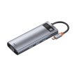 Док-станція USB3.1 Type-C-->USB C(PD)100W/HDMI 4K 30Hz/VGA/USB3.2/RJ45/SD+TF,9in1 Grey Baseus