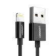 Кабель USB 2.0 AM-Lightning M, 2 м, 2.4A, Nickel Plating ABS Shell Чорний, US155 UGREEN