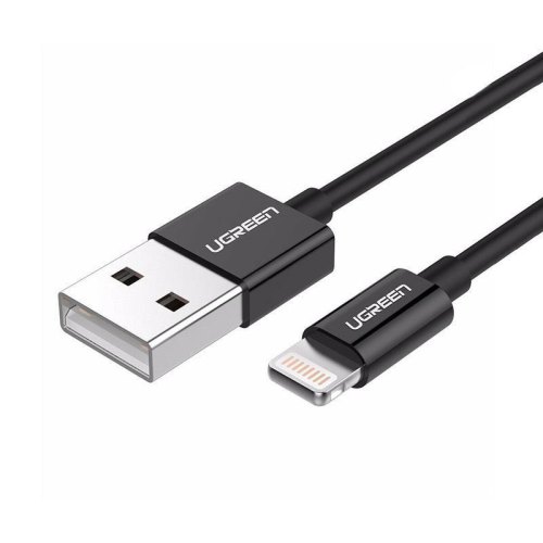Кабель USB 2.0 AM-Lightning M, 2 м, 2.4A, Nickel Plating ABS Shell Чорний, US155 UGREEN
