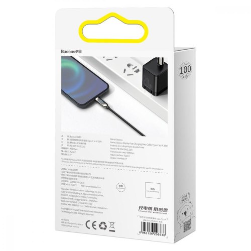 Кабель USB3.1 Type-C M-Lightning M, 1.0 м, 20W, З дисплеєм Чорний  CATLSK Baseus