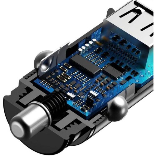 Автомобільний зарядний пристрій Baseus Square metal A+A 30W Black