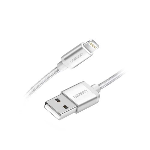 Кабель USB AM-Lightning M, 1 м, 2.4A, Срібний, US199 UGREEN
