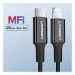 Кабель USB 2.0 Type-C M-Lightning M, 1 м, 3A, Nickel Plating ABS Shell Чорний, US171 UGREEN