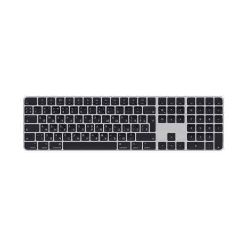 Клавіатура бездротова Apple Magic Keyboard with Touch ID and Numeric Keypad for Mac models with Apple silicon - Black Keys - Russian,Model A2520