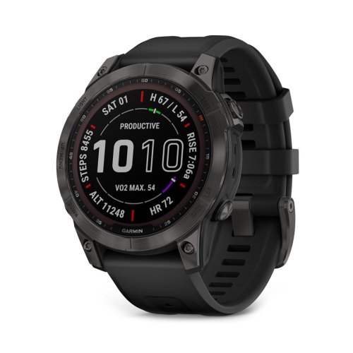 Смарт годинник Garmin Fenix 7 Sapphire Solar Carbon Gray DLC Titanium with Black Band (010-02540-20)