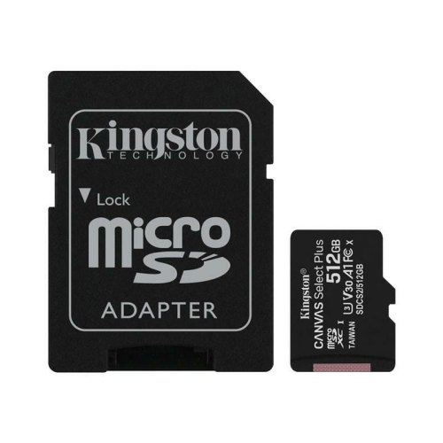 microSDXC карта 512Gb Kingston class10 з SD адаптером UHS-I U3 A1 R100/W85MB/s (SDCS2/512GB)