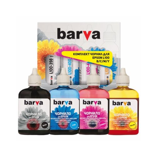 Чорнило Barva EPSON L100/L210/L300/L350/L355 B/C/M/Y 4х90г (E-L100-090-MP)
